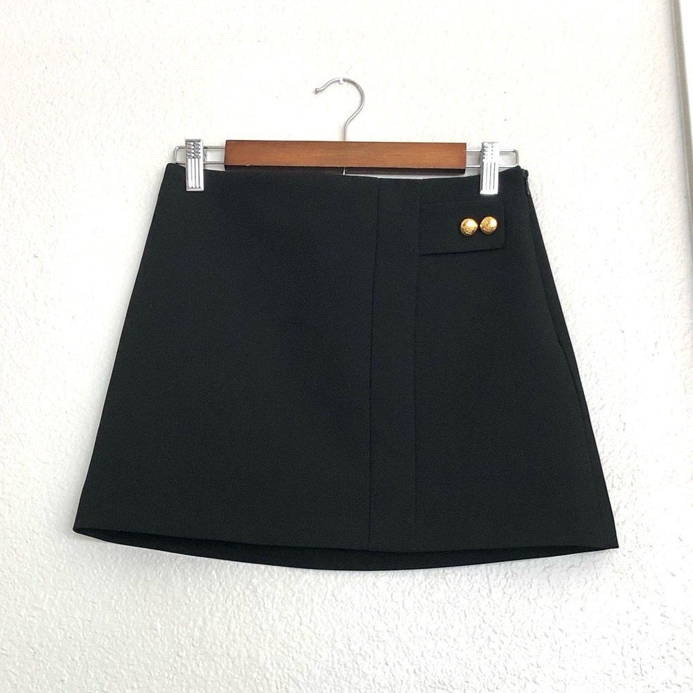 Zara Black Mini Skirt with Gold Buttons